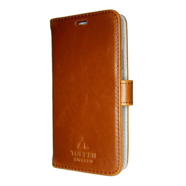 TOP iPhone X / Xs tegnebog med ID-lommebog taske / omslag Brown