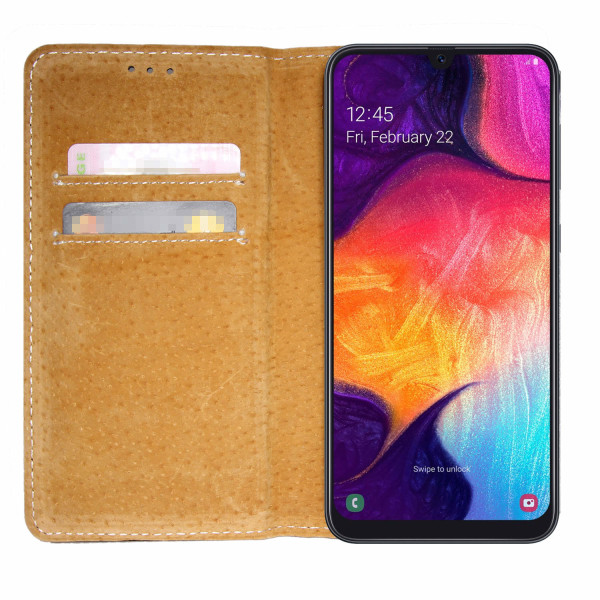 Äkta Läder Book Slim Samsung Galaxy S20 Plus Plånboksfodral Svar Svart