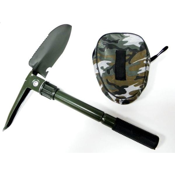 Foldable Multi-Tool Mini Shovel, Pickaxe, Saw, Compass Survival Green