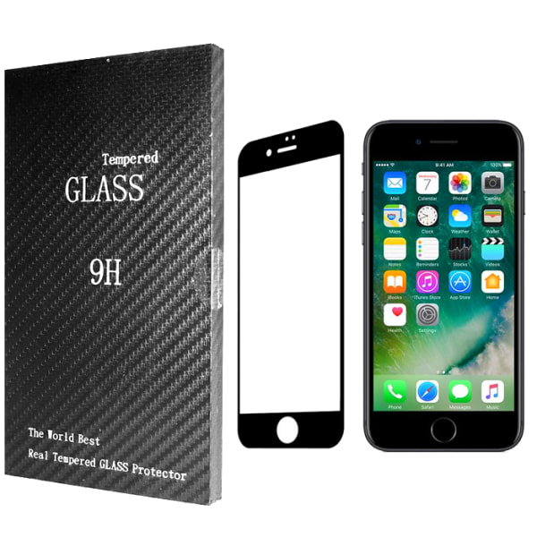 Heltäckande Härdat Glas iPhone 8 Plus Skärmskydd Retail Vit