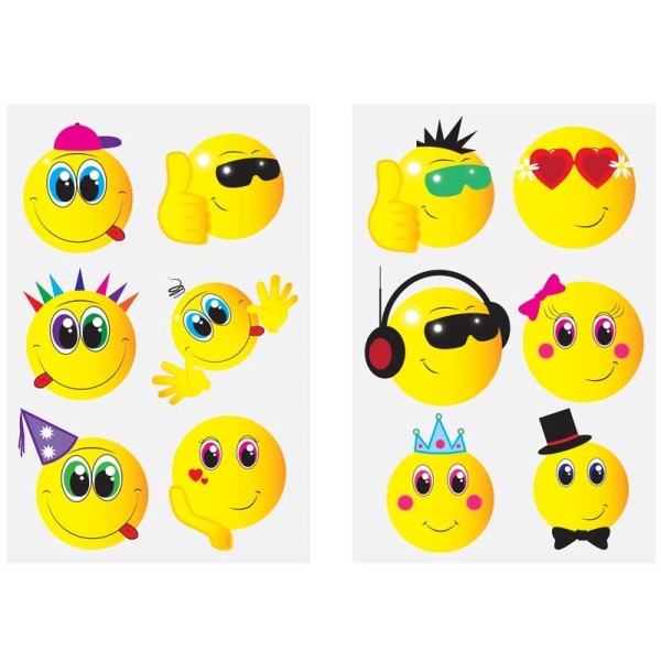 24pcs Smiley Funny Face Emoticons Midlertidige tatoveringer Part Yellow