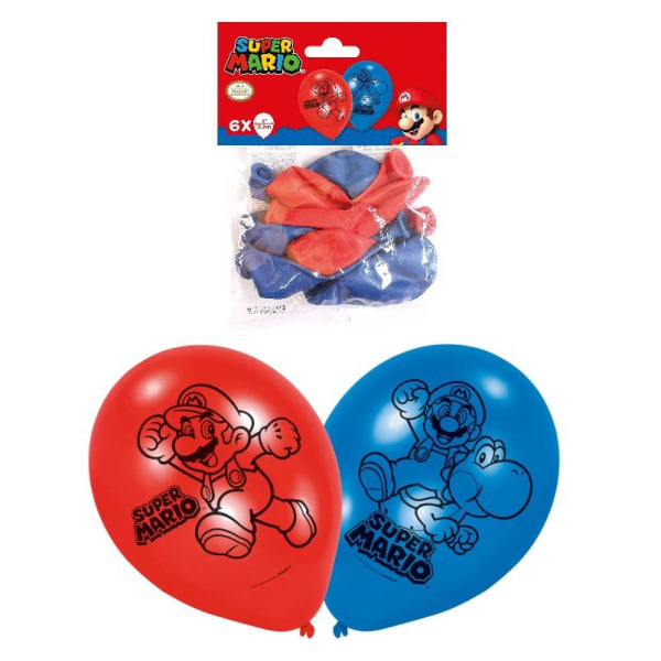6 kpl Super Mario Latex Balloon 23cm Multicolor one size