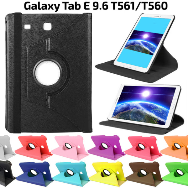 360 ° fleksibel rotasjonsveske for Samsung Galaxy Tab E 9.6 White