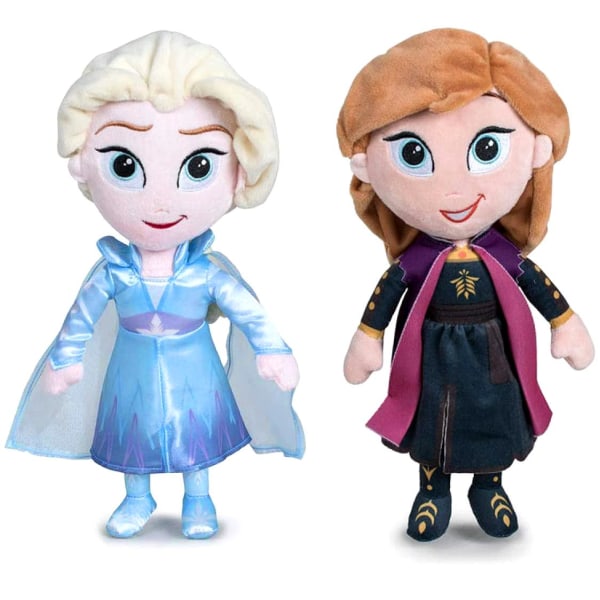 2-Pack Disney Frozen 2 Elsa & Anna Doll Blød Plush Legetøj 32cm Multicolor  6529 | Multicolor | 300 | Fyndiq