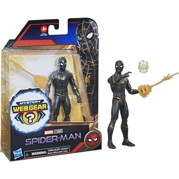 Marvel Spider-Man Spindelmannen Black And Gold Suit 15cm Action Figur Med Tillbehör F1913 multifärg