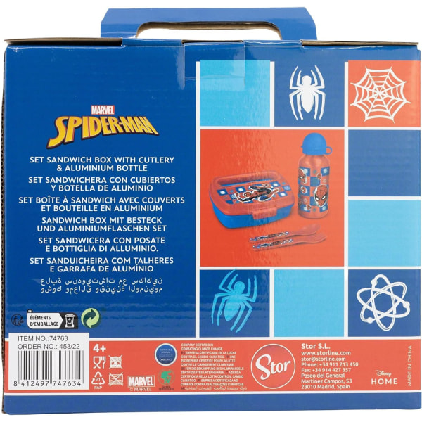 4-Pack Spider-Man Midnight Flyer Spindelmannen Matlåda Och Aluminium Vattenflaska multifärg