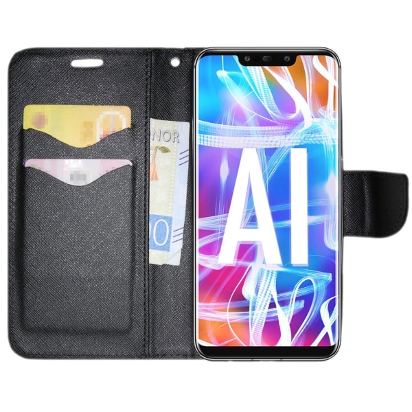 Huawei Mate 20 Pro Cover Fancy Case Black Nahkakotelo Lompakkokotelo Black