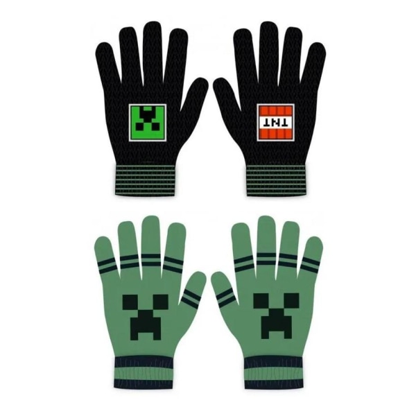 2-Pack Minecraft Creeper Vantar Fingervantar One Size Grön och S multifärg one size
