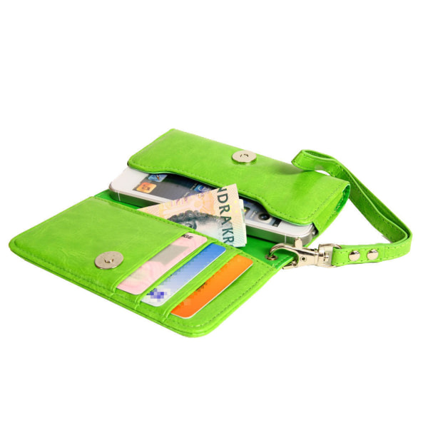 Fashion Wallet Case Holder Bag iPhone SE/5S/5/5C/4S + Nøkkelbånd Green