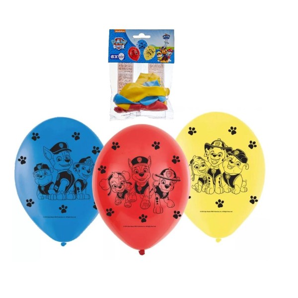 6-Pack Paw Patrol Latexballonger 23cm multifärg one size