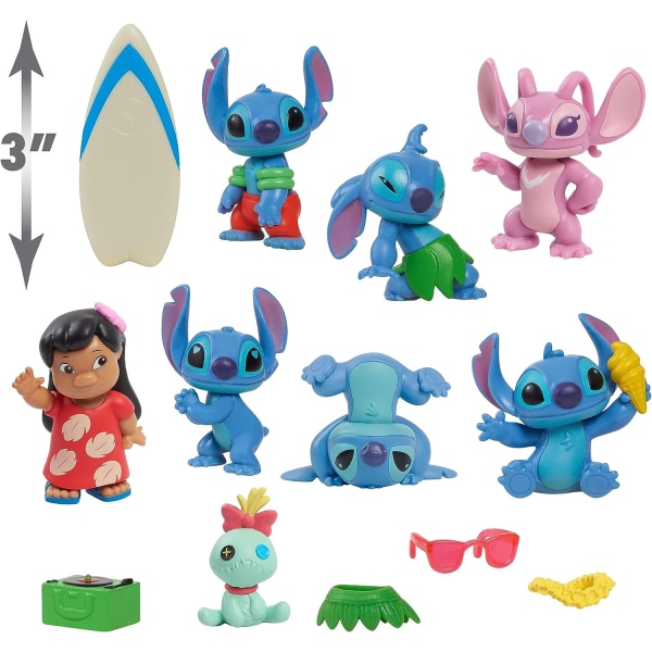 Disney Stitch Deluxe Figure Set 13st Multi Pack Playset Multicolor