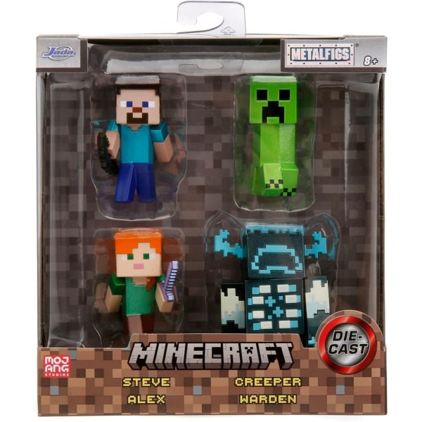 4-Pack Minecraft Metalfigs Samleobjekter Med Steve Alex Creeper Multicolor