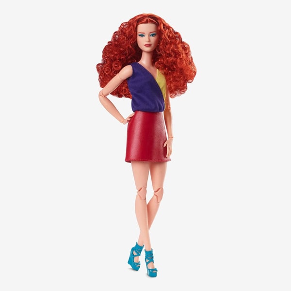 Barbie Signature Looks Posable Doll Curly Red Hair Color Block O Multicolor