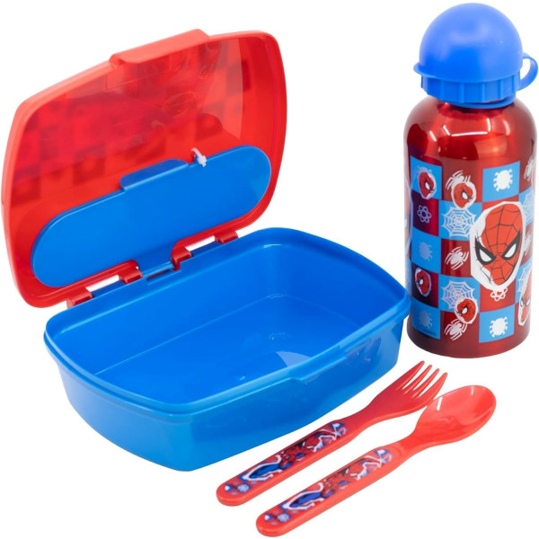 4-Pack Spider-Man Midnight Flyer Matboks & Aluminium vannflaske Multicolor