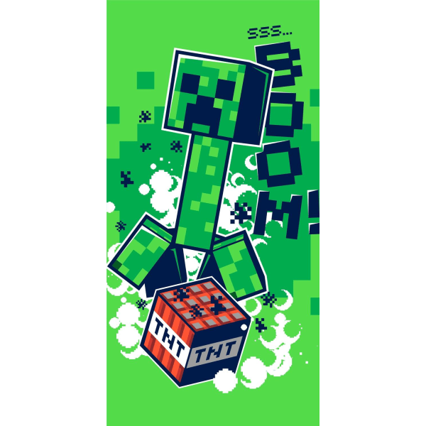 Minecraft TNT Creeper Boom! Pyyhe Rantapyyhe 70x140cm Multicolor