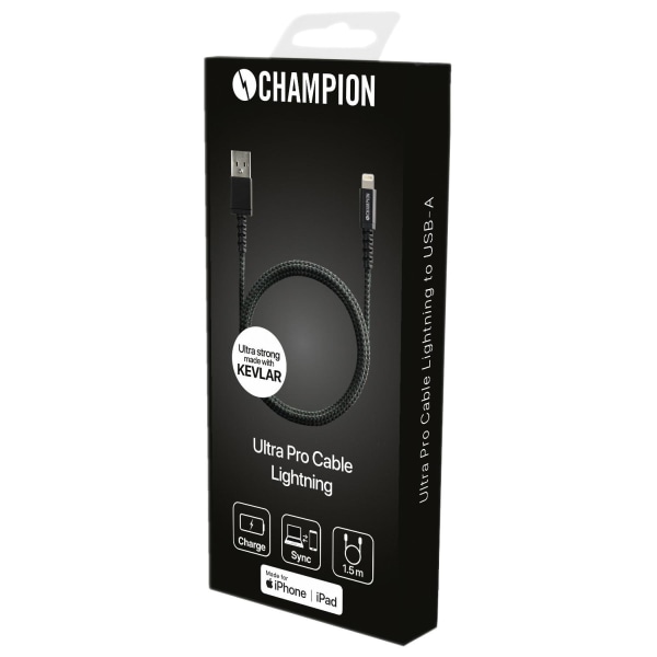 Champion USB Cable Ultra Strong Kevlar Lightning 1,5m Black Black