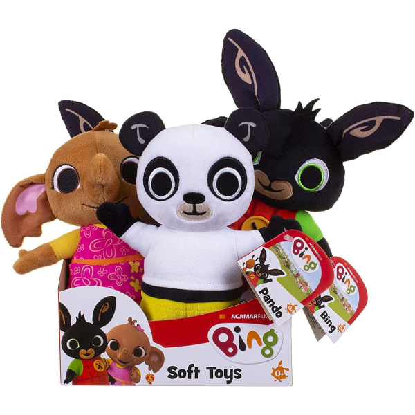 3-Pack BING Gosedjur Bing, Sula & Pando Plush Leksak 21-25cm multifärg