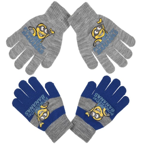 2-Pairs Minions Gloves Lapaset Lasten One Size Blue/Grey Multicolor one size