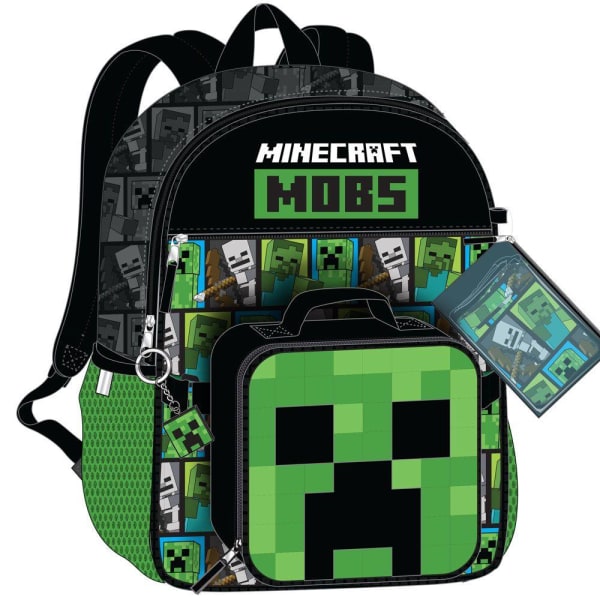 5-pakning Minecraft Mobs Mega Set Skoleveske Med treningsbag Mat Multicolor one size