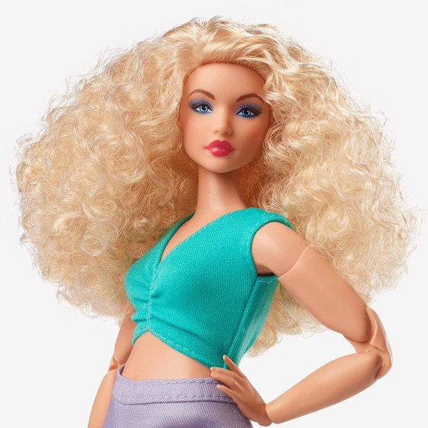 Barbie Signature Looks Posable Doll Curvy Curly Blonde Hair #16 Multicolor