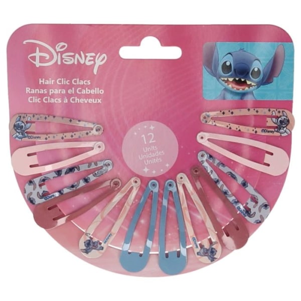 Disney Stitch 12-pack Hårklämmor Hårklipps Clic Clacs multifärg