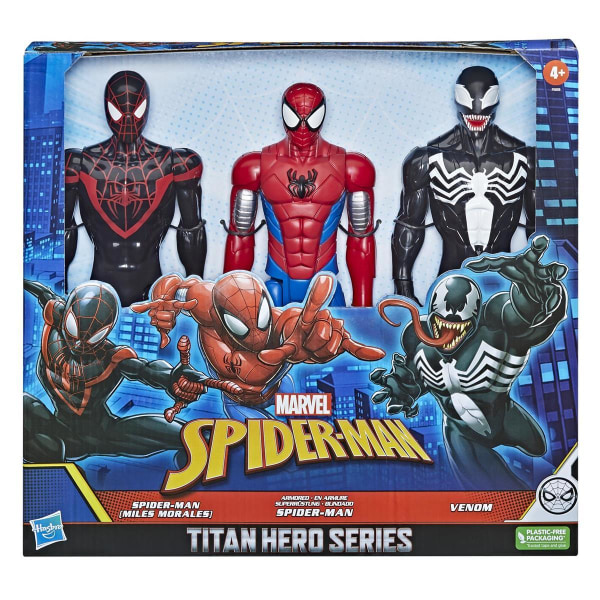 3-Pack Spindelmannen Spider-Man, Venom & Miles Morales Titan Her multifärg