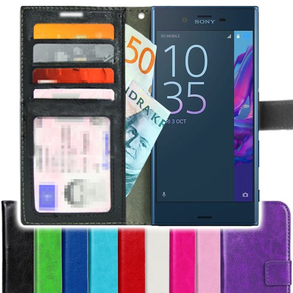 TOPPEN Sony Xperia XZ Lommebok -ID -lomme, 3 stk kort + håndledd Purple