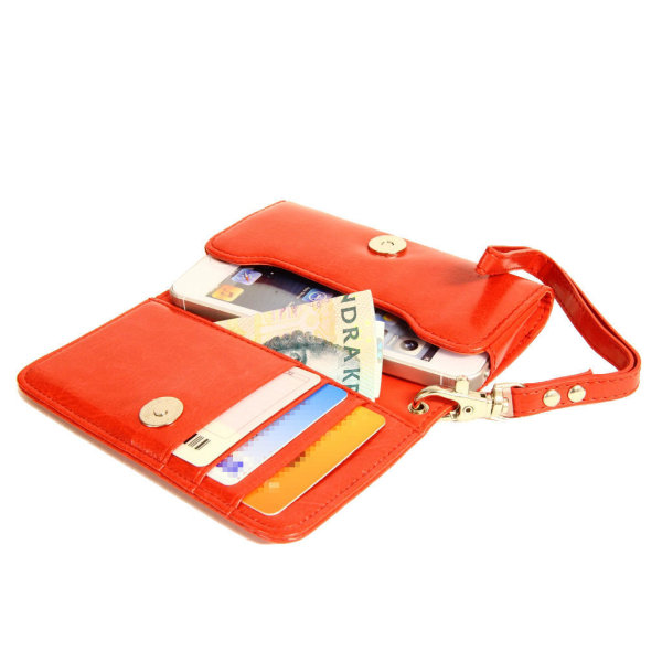 Fashion Wallet Case Holder Bag iPhone SE/5S/5/5C/4S + Nøkkelbånd Red