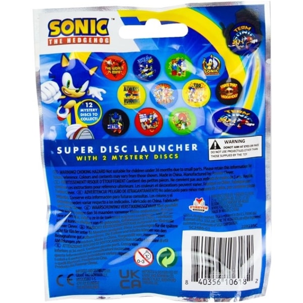 6-Pack Sonic The Hedgehog Super Disc Launcher Mini Frisbee Multicolor