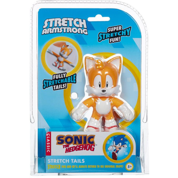 Sonic The Hedgehog TAILS Super Stretch & Töjbar Figur Leksaksfig Gul