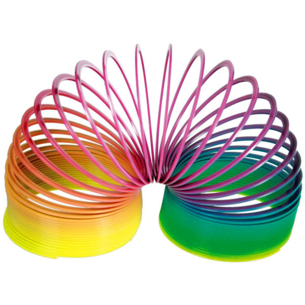 Stor 10 cm Slinky Coil Classic Rainbow Colors Trappfjær Multicolor