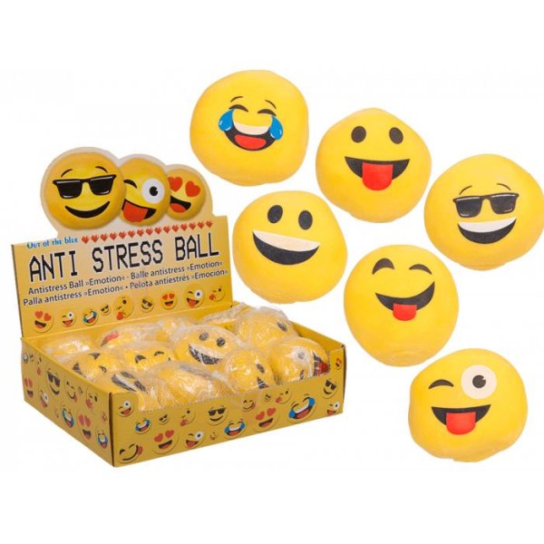 Klem og strekkbar Stress Smiley Emotion Ball Yellow