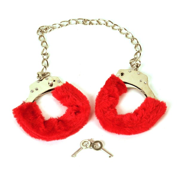 Handcuffs with Fur, Fetters, Sex, Erotic, Fun Red