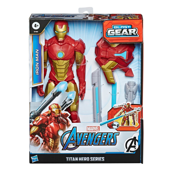 Marvel Avengers Iron Man Titan Hero Figure Med Blast Gear Lounch Blue