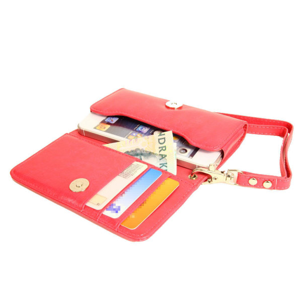 Plånboksfodral Handväska iPhone SE/5S/5/5C/4S + Handledsrem Mörkrosa