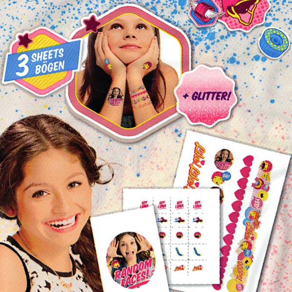 Disney Soy Luna Beauty Set Mini Glitter Tattoo Nail Armbands Tat Pink one size