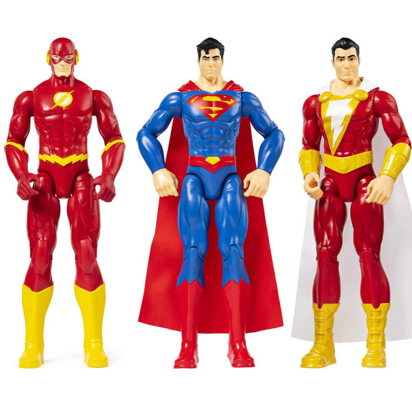 3-Pack DC Comics Superman Flash Og Shazam Actionfigurer 30cm Multicolor