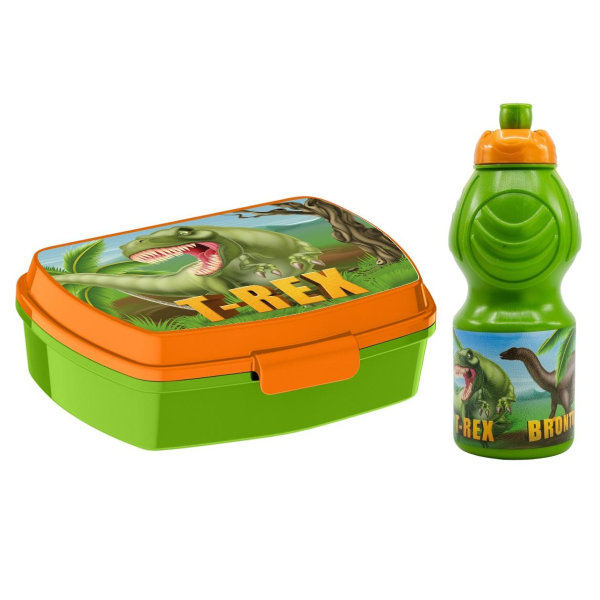 2-Pack Dinosaur T-Rex Matboks & Pop-up vannflaske Multicolor