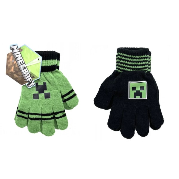 2-Pak Minecraft Creeper vanter Fingre One Size Grøn & Sort Multicolor one size