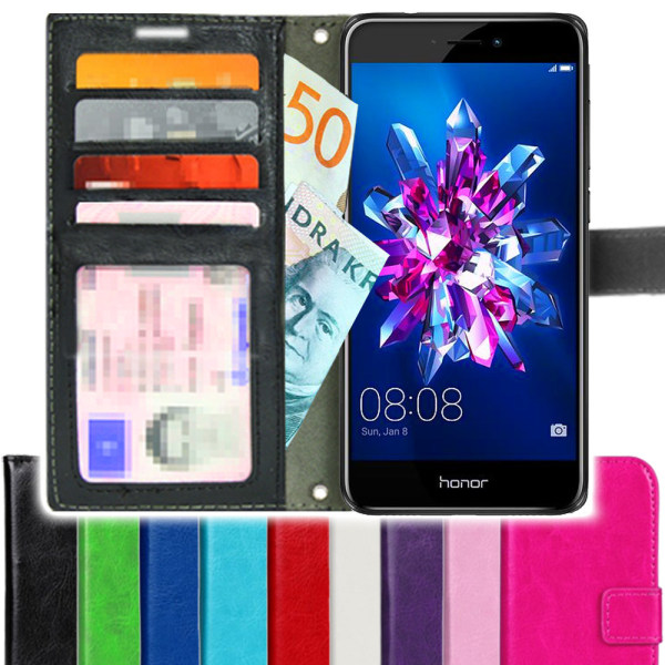 TOPPEN Huawei Honor 8 Lite Wallet Case ID , Nahkakotelo Lompakko White