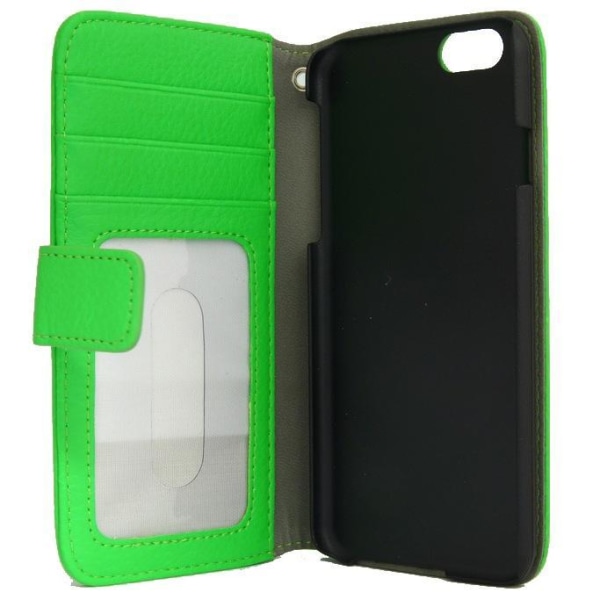 iPhone 6 / 6S lommebokveske ID / fotolomme, 3 kort Green