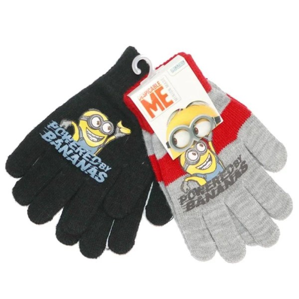 2-Pairs Minions Gloves Lapaset Lasten One Size Black/Red Multicolor one size
