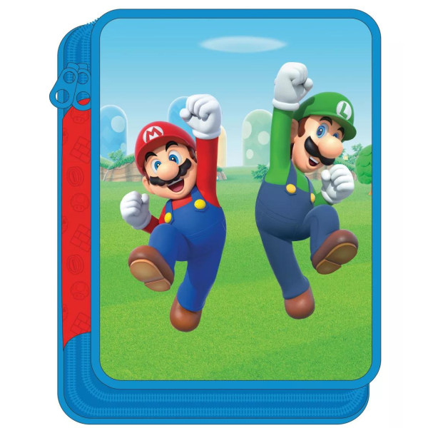 Super Mario 28-delars Fyllt Dubbel Pennfodral Skolset Pennset multifärg one size