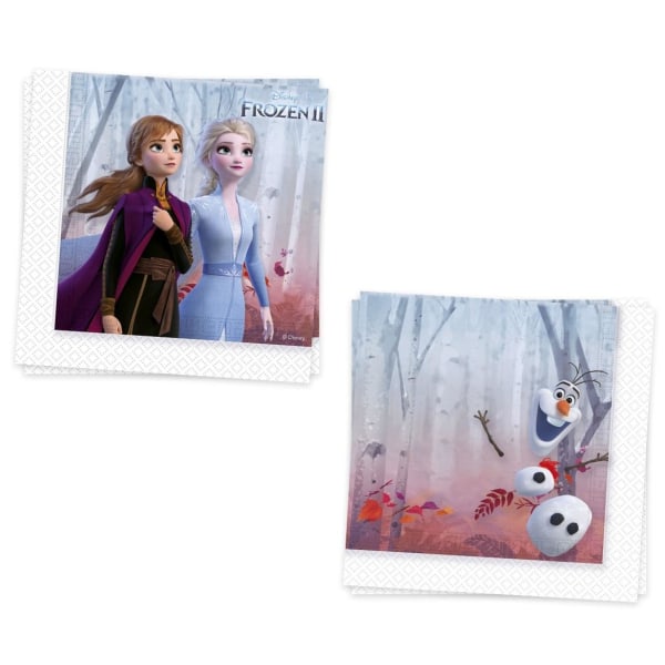 20 Pack Frozen II Elsa Anna Olof -lautasliinat Multicolor one size