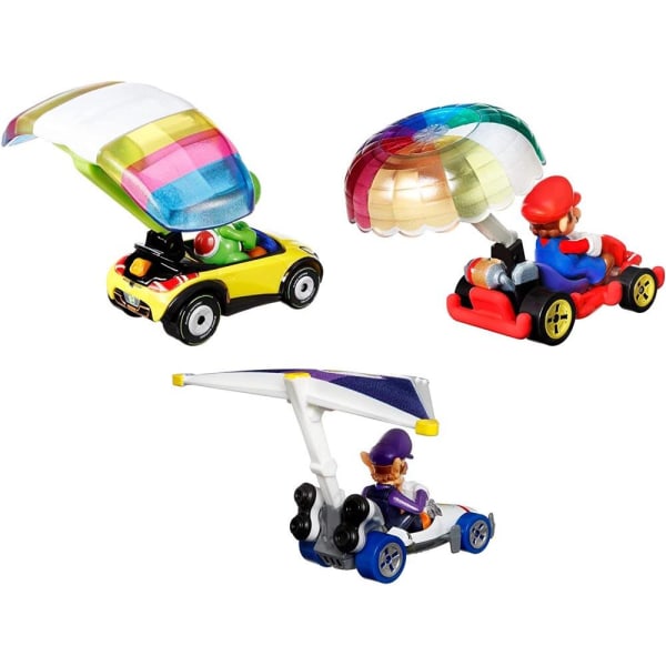 3-pakning Hot Wheels Mario Kart Racers Luigi + Bowser 1:64 Cars Multicolor