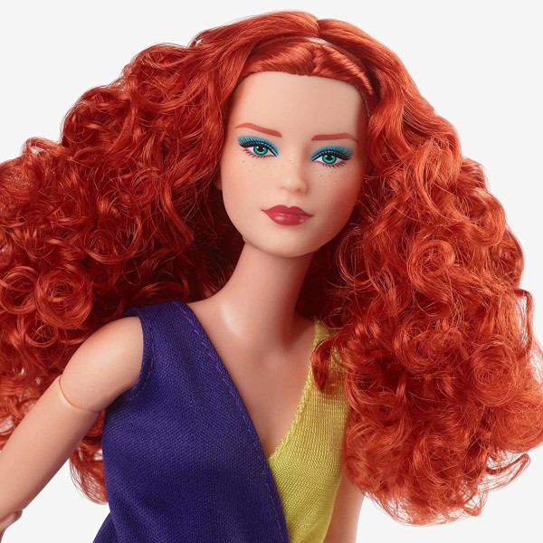 Barbie Signature Looks Posable Doll Curly Red Hair Color Block O Multicolor