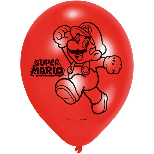 6-Pack Super Mario Lateks Ballong 23cm Multicolor one size
