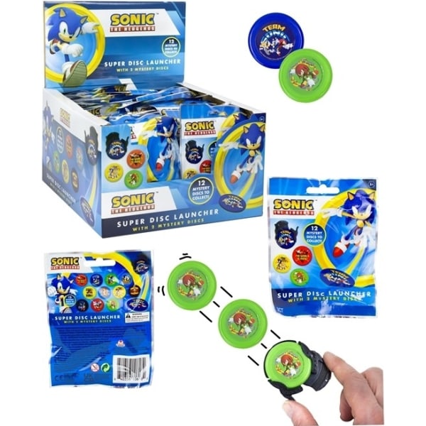 1-pakkaus Sonic The Hedgehog Super Disc Launcher Mini Frisbee Multicolor