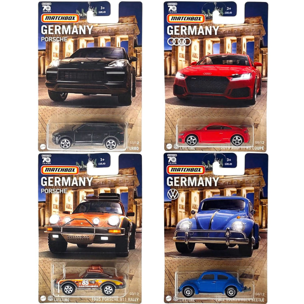 4-pack Matchbox biler / køretøjer i metal Best Of Germany Multicolor