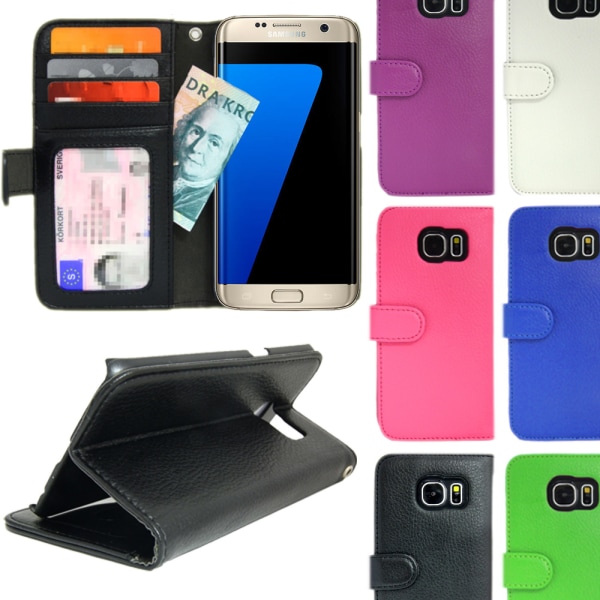 Wallet Case Samsung Galaxy S7 EDGE with ID Photo Pocket, 4pcs Card Slot Pink